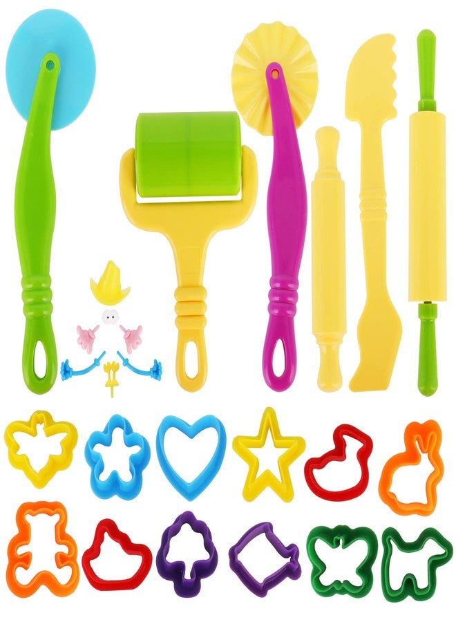 Inxens Dough Tools Set for Kids Ages 2-4, 25pc Creative Play Accessories with Molds and Cutters, Non-Toxic Modeling Clay Toys for Toddlers Sensory Activities - Image 1